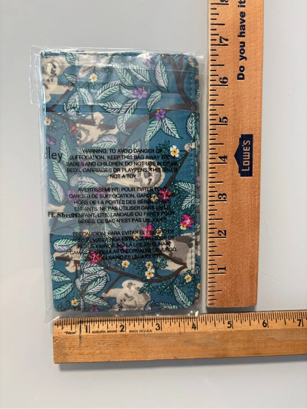 NEW WITH TAGS Vera Bradley Blue Sloth Print Cotton Wallet Checkbook Cover